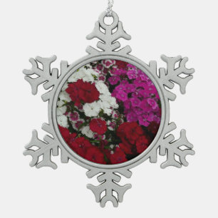 Adorno De Peltre Tipo Copo De Nieve Floral blanca, rosa y roja de Dianthus