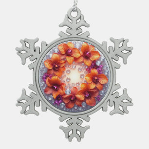 Adorno De Peltre Tipo Copo De Nieve Flores de orquídea incrustadas en cristales