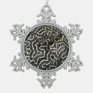 Adorno De Peltre Tipo Copo De Nieve Foto abstracta de la naturaleza Coral negro y blan