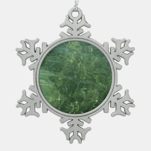 Adorno De Peltre Tipo Copo De Nieve Foto de Agua sobre hierba marina II (Azul y Verde)