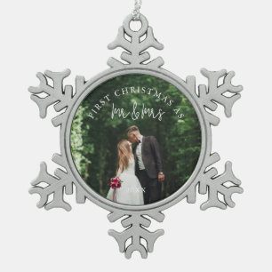 Adorno De Peltre Tipo Copo De Nieve Foto de boda de Sr. y Sra. Monograma