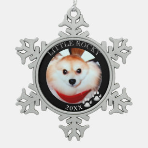 Adorno De Peltre Tipo Copo De Nieve Foto de encargo del perro con el año conocido