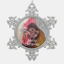 Adorno De Peltre Tipo Copo De Nieve Foto de gallina roja