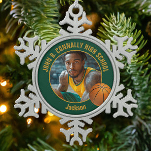 Adorno De Peltre Tipo Copo De Nieve Foto de jugador de baloncesto Green Gold