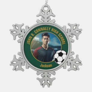 Adorno De Peltre Tipo Copo De Nieve Foto de jugador de fútbol de oro verde de escuela
