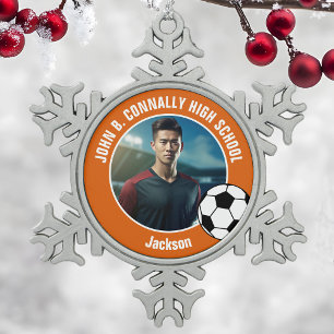 Adorno De Peltre Tipo Copo De Nieve Foto de jugador de fútbol naranja Espíritu de escu