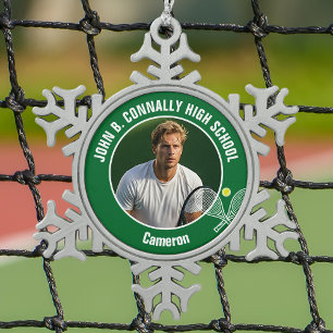 Adorno De Peltre Tipo Copo De Nieve Foto de Jugador de Tenis Verde Espíritu de Escuela