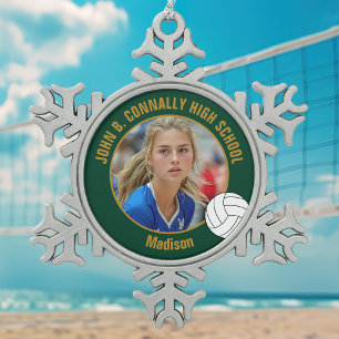 Adorno De Peltre Tipo Copo De Nieve Foto de Jugadora de Voleibol Green Gold Escuela Se
