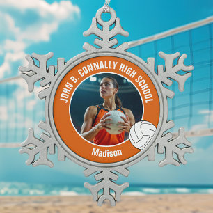 Adorno De Peltre Tipo Copo De Nieve Foto de Jugadora de Voleibol Naranja Escuela Secun