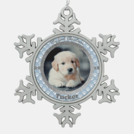 Adorno De Peltre Tipo Copo De Nieve Foto de la primera Navidad del cachorro Huella de