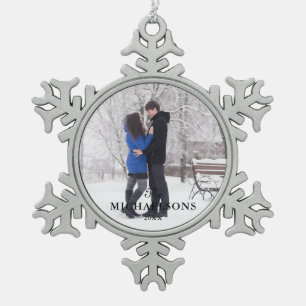 Adorno De Peltre Tipo Copo De Nieve Foto de pareja de Navidad minimalista moderna eleg
