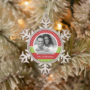 Adorno De Peltre Tipo Copo De Nieve Foto de Personalizado de Navidades rojos y verdes