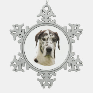 Adorno De Peltre Tipo Copo De Nieve Foto del perro de great dane del Harlequin