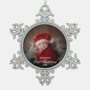 Adorno De Peltre Tipo Copo De Nieve Foto del primer Navidad del bebé