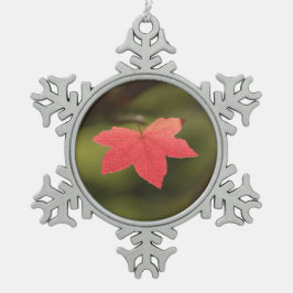 Adorno De Peltre Tipo Copo De Nieve Foto natural de la hoja de arce de otoño roja