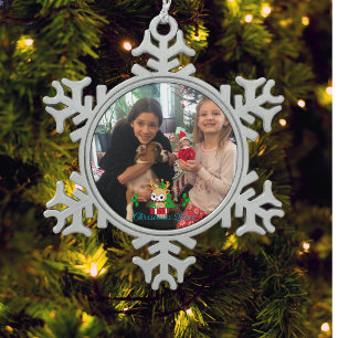 Adorno De Peltre Tipo Copo De Nieve Foto Navidad Personalizar