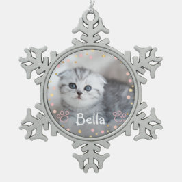 Adorno De Peltre Tipo Copo De Nieve Foto personalizada de gato Mascota