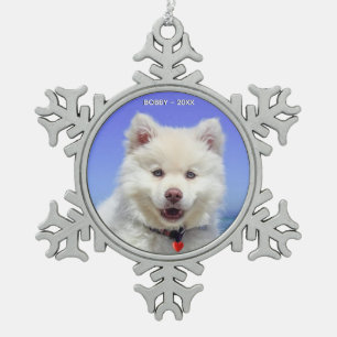 Adorno De Peltre Tipo Copo De Nieve Foto personalizada de perro Samoyed
