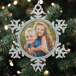 Adorno De Peltre Tipo Copo De Nieve Foto personalizada simple de niños