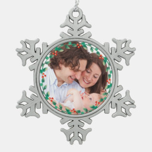 Adorno De Peltre Tipo Copo De Nieve Foto personalizado Elegant Holly Wreath