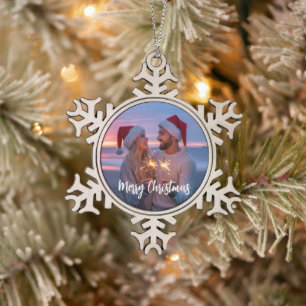 Adorno De Peltre Tipo Copo De Nieve Foto y texto personalizados de Navidad 2025 person
