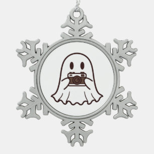 Adorno De Peltre Tipo Copo De Nieve Fotógrafo fantasma de Halloween lindo