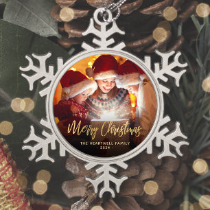 Adorno De Peltre Tipo Copo De Nieve Fotos de la familia navideña Feliz con elegante gu