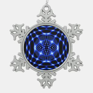 Adorno De Peltre Tipo Copo De Nieve fractal de globo azul neón