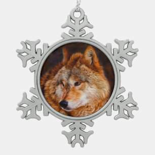 Adorno De Peltre Tipo Copo De Nieve Fractal del lobo rojo