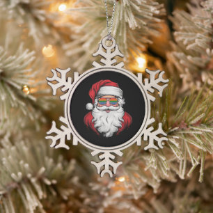 Adorno De Peltre Tipo Copo De Nieve Gafas de sol de Santa Orgullo Navidad Pijama X-mas