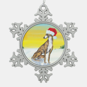 Adorno De Peltre Tipo Copo De Nieve galgo de navidad