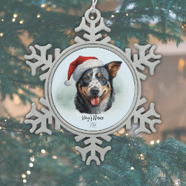 Adorno De Peltre Tipo Copo De Nieve Ganado bovino australiano Dog Santa Hat Monograma 