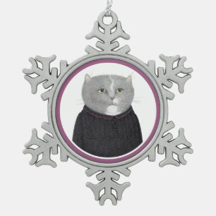 Adorno De Peltre Tipo Copo De Nieve GATITA AMASTRADORA Adorno de copo de nieve de pelt