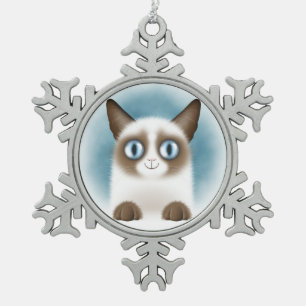 Adorno De Peltre Tipo Copo De Nieve Gatito siamés curioso