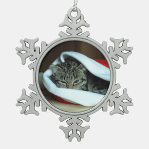 Adorno De Peltre Tipo Copo De Nieve Gatito somnoliento