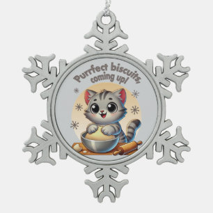 Adorno De Peltre Tipo Copo De Nieve Gato de rodillas "Procure galletas, venga"