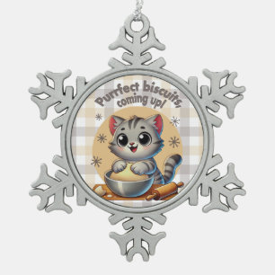 Adorno De Peltre Tipo Copo De Nieve Gato de rodillas "Procure galletas, venga"