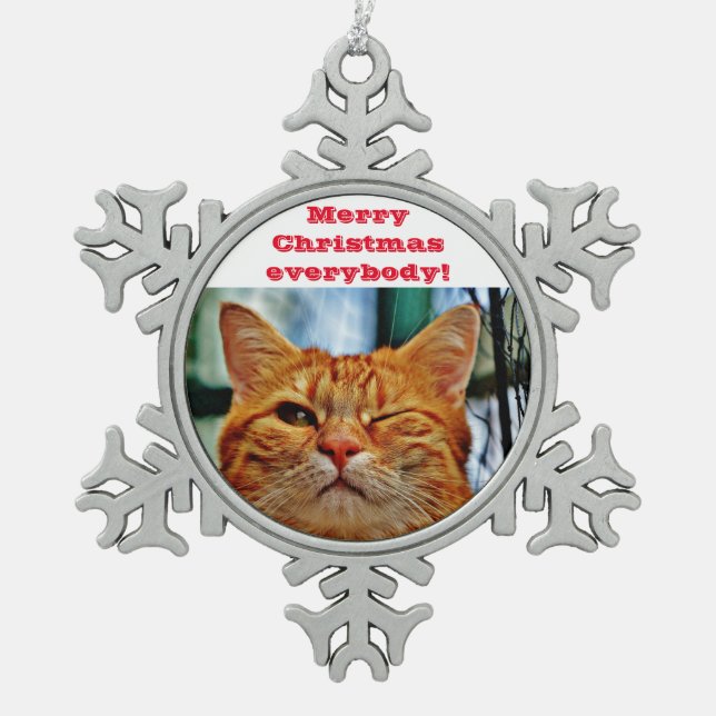 Adorno De Peltre Tipo Copo De Nieve Gato gracioso (Anverso)