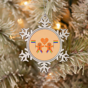 Adorno De Peltre Tipo Copo De Nieve Gay Men Navidades Gingerbread Pareja