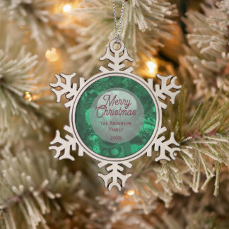 Adorno De Peltre Tipo Copo De Nieve Gemstone Verde Navidad Abstracta Familia Feliz Nav