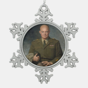 Adorno De Peltre Tipo Copo De Nieve General Dwight Eisenhower Retrato pintado de 5 est