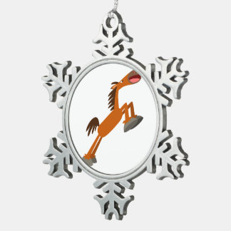 Adorno De Peltre Tipo Copo De Nieve ¡Giddyup, Horsey! Ornamento personalizado de ornam
