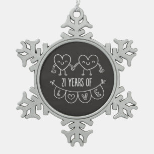 Adorno De Peltre Tipo Copo De Nieve Gift Chalk Hearts, 21 Aniversario