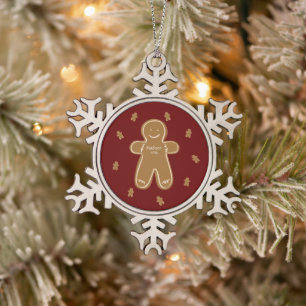 Adorno De Peltre Tipo Copo De Nieve Gingerbread Man Personalizado Nombre Año feriado