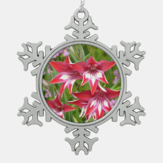 Adorno De Peltre Tipo Copo De Nieve Gladiolos Rojos y Blancos Verano Botánico