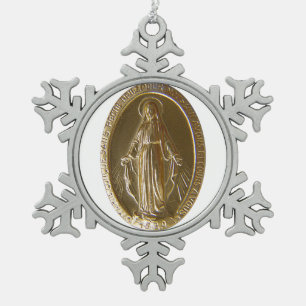 Adorno De Peltre Tipo Copo De Nieve Gloria A La Milagrosa Medalla