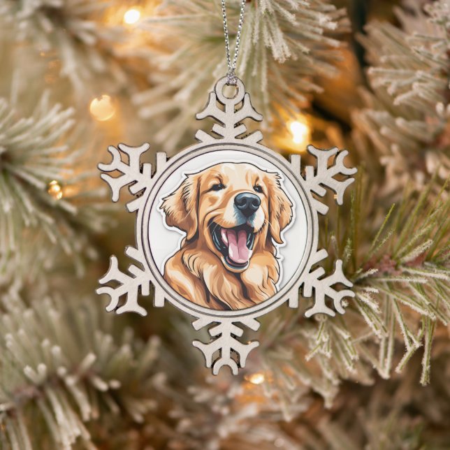Adorno De Peltre Tipo Copo De Nieve Golden Retriever (Árbol)