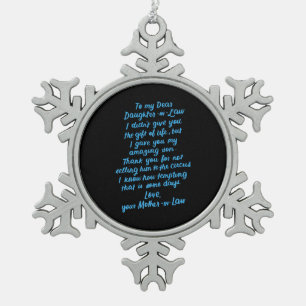 Adorno De Peltre Tipo Copo De Nieve Graciosa hija de ley para mi querida hija de derec