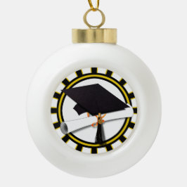 Adorno De Peltre Tipo Copo De Nieve Grad Cap & Diploma con Colores escolares Negro y O