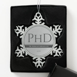 Adorno De Peltre Tipo Copo De Nieve Graduación Silver Name Year PhD